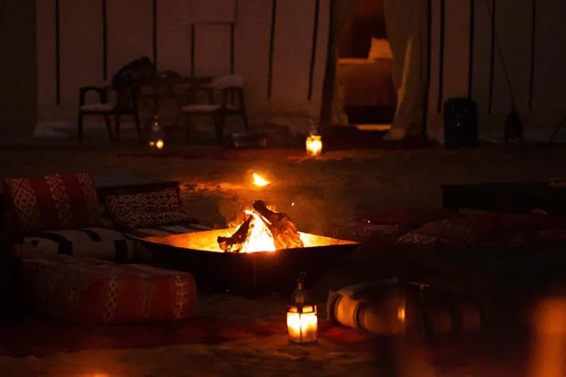 Campfire at our desert camp