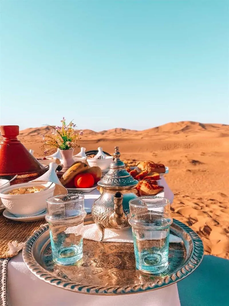 Mint tea in the desert near Merzouga